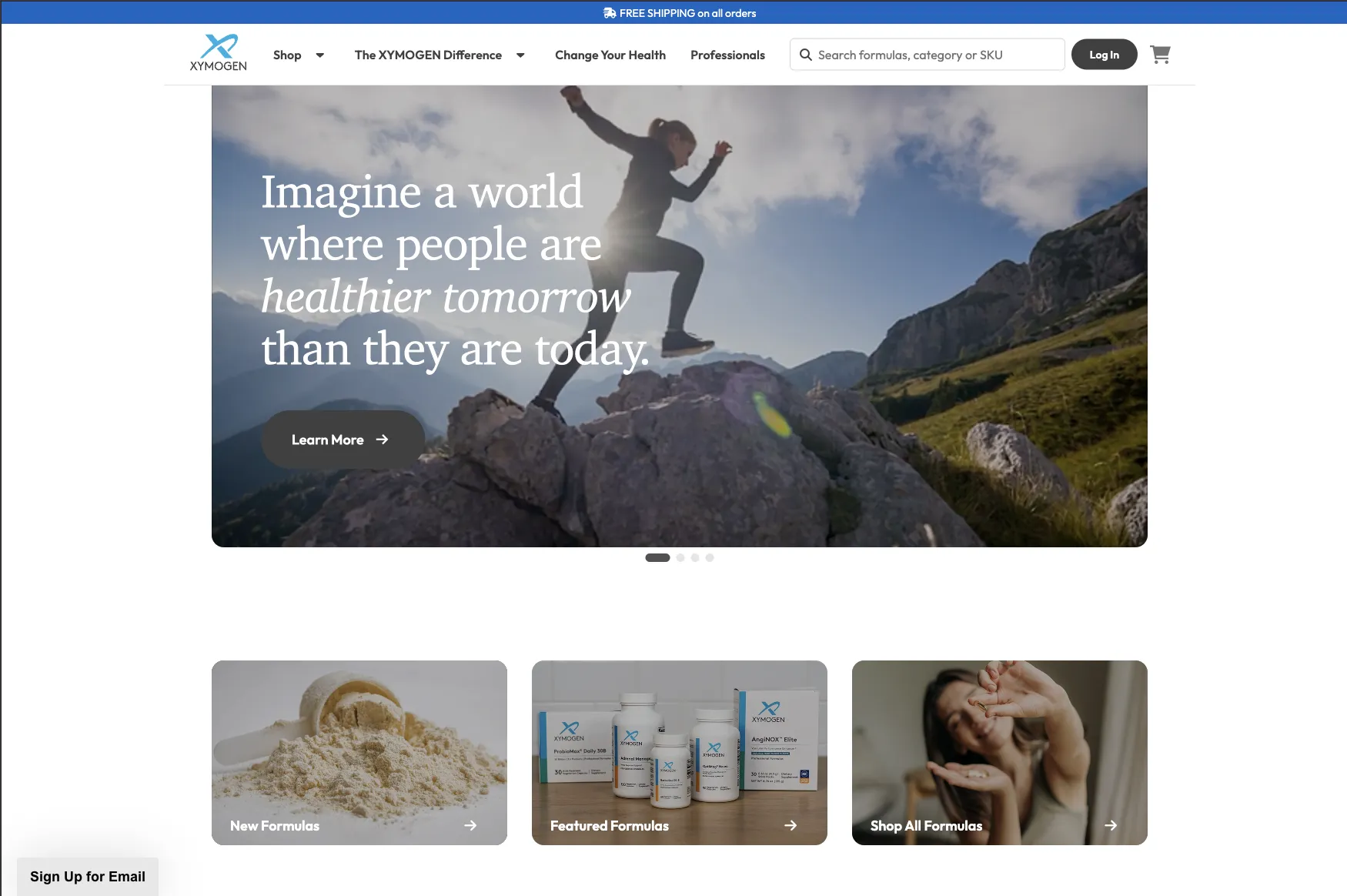 The Xymogen.com homepage